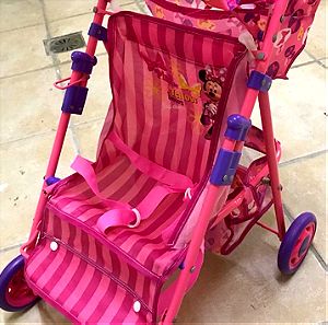 Καροτσάκι AS,  παιχνίδι σπαστό ροζ με αποθηκευτικούς χώρους, Split pink toy stroller