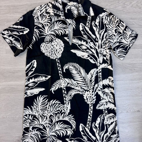 H&M women's mini dress tropical print black and white size S like new