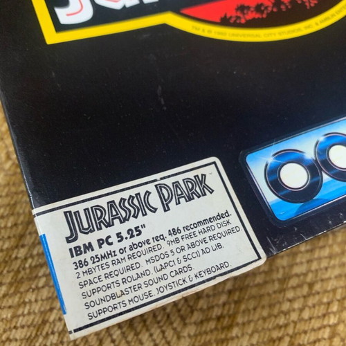 Jurassic Park PC IBM game used, collectible big box edition