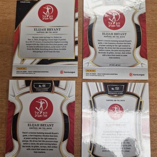 Panini Euroleague Select Hapoel Tel Aviv Elijah Bryant card pack of 4 new