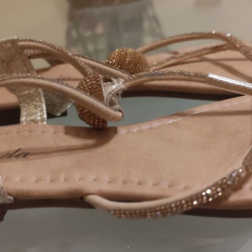 Flat sandals gold color size 39 used