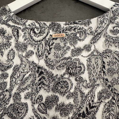 Doca women's mini shirt dress like new, white and gray