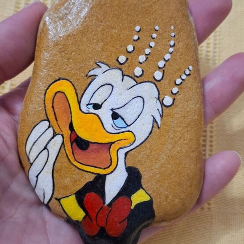 Stone with Detailed Donald Painting Handmade