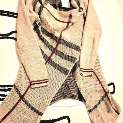 ASOS wool cardigan beige brown checked like new, size L 40 12uk, long sleeve