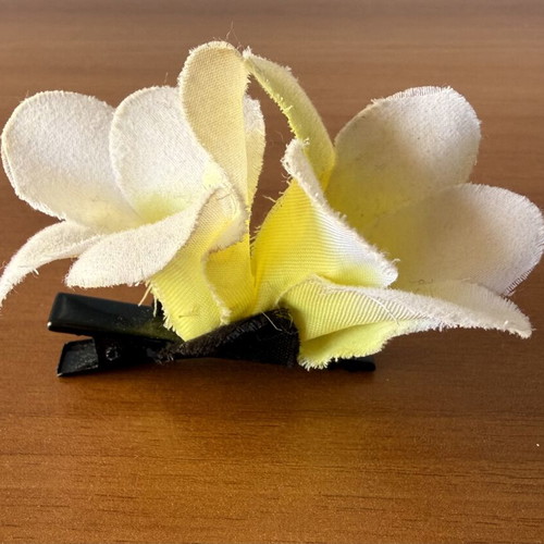 Hair clip with white and yellow flowers