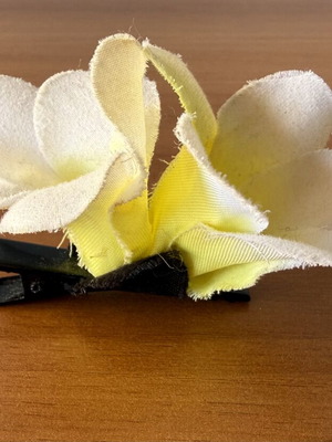 Hair clip with white and yellow flowers