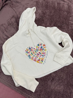 Cropped Hoodie Lane Seven Apparel LS12000 like new, white multicolor