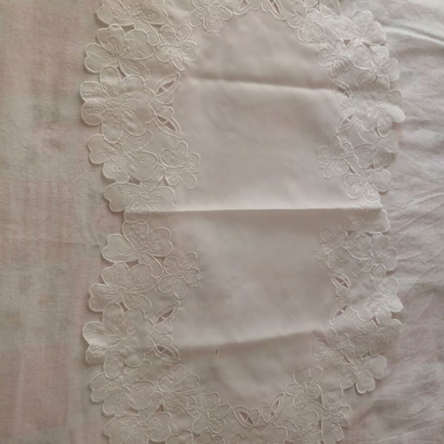 Set of 2 white cutwork table runners new