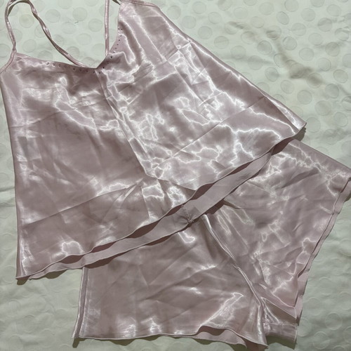 Vintage satin pajama set used, pink, sizes S/M