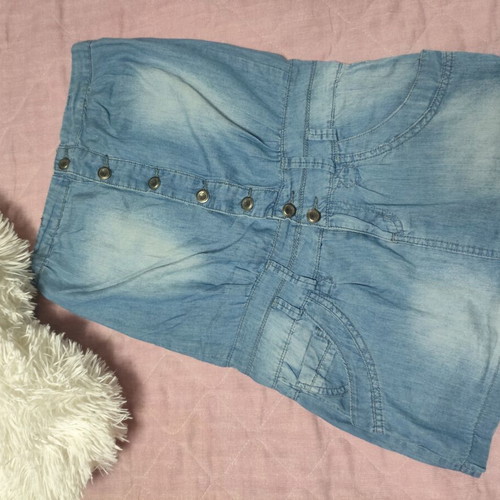 Denim strapless dress used, size M, blue