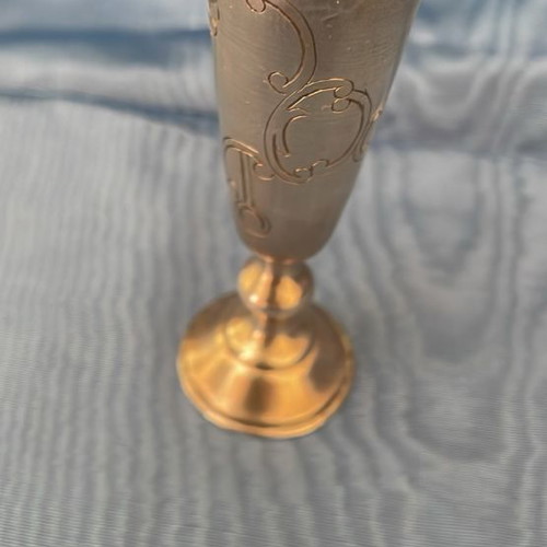 Silver Russian Empire shot glass used with floral engraving