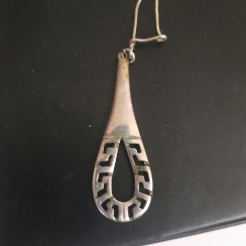 Silver 925 single long teardrop earring used