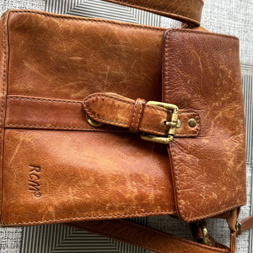 RCM leather shoulder bag used, brown