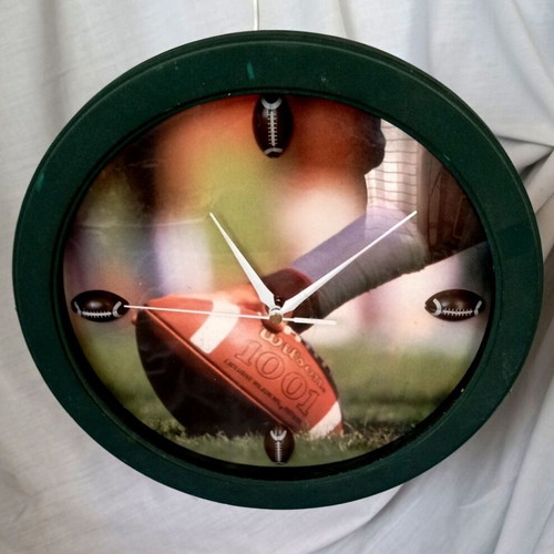 Wooden American Football Wall Clock 29cm like new, quartz