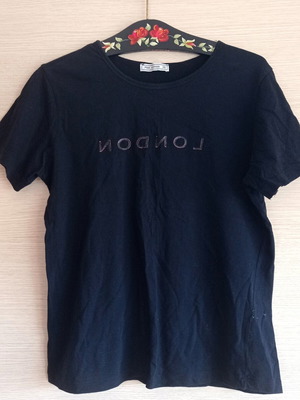 Pink Woman μαύρο βαμβακερό T-shirt medium μεταχειρισμένο με lettering