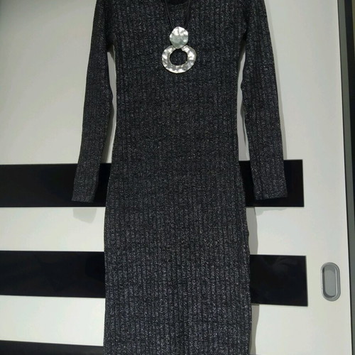 Hyper midi dress like new, black gray silver knit, one size