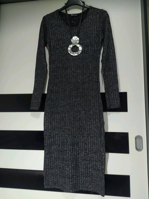 Hyper midi dress like new, black gray silver knit, one size