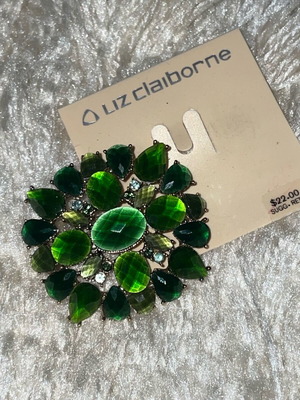 Καρφίτσα Liz Claiborne καινούργια, σμαραγδί πράσινη