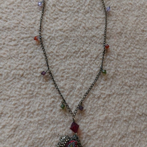 Vintage lucky necklace like new with elephant and colorful crystals