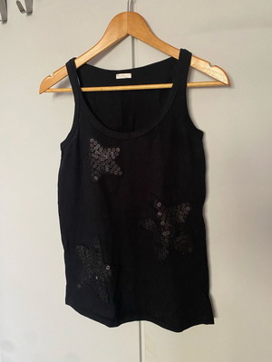 Oysho sleeveless black top with sequin embroidery like new, size M