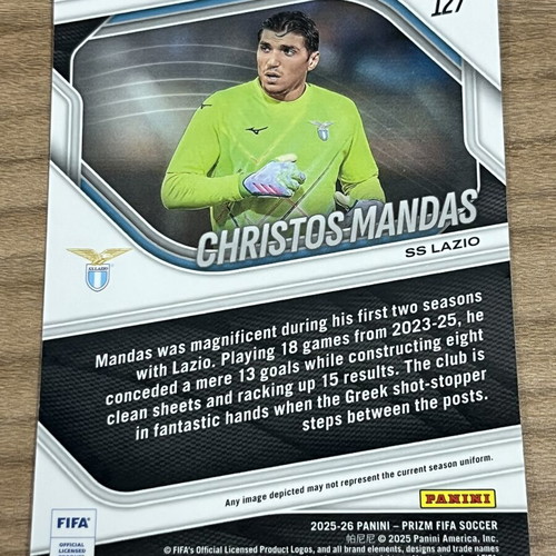 2025-26 Panini Prizm FIFA Soccer RC Christos Mandas card like new