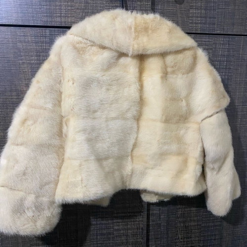 Vintage fur used with defects, beige, 3/4 sleeves