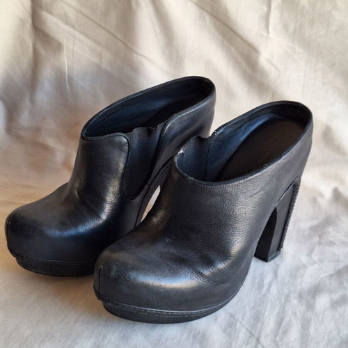 AllSaints Spitalfields Black Leather Platform Mules Size 39