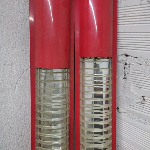Double tubular lights used, pack of 2, red without bulbs