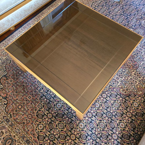 Solid Walnut Coffee Table with Glass Like New