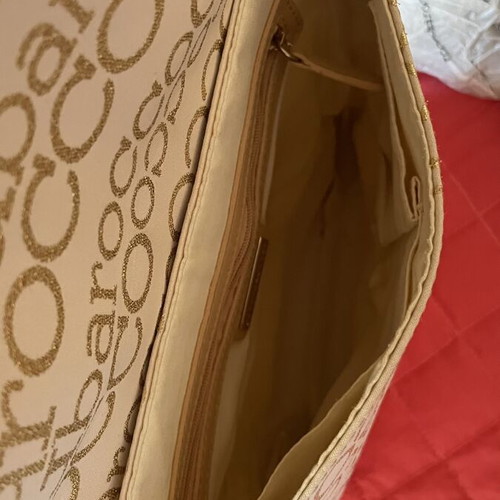 Rocco Barocco crossbody bag beige with gold logo, like new