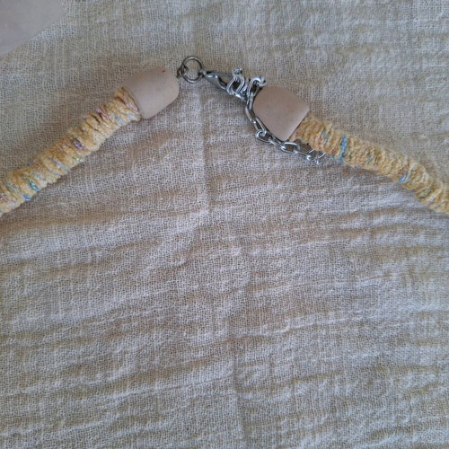 Ethnic fabric necklace pastel yellow made to order