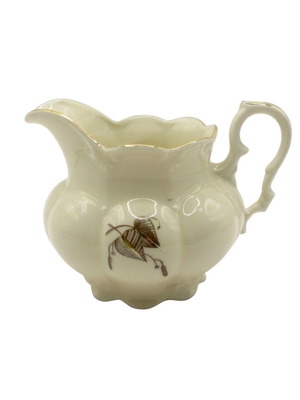 Vintage Hackefors porcelain milk jug with gold decoration 1960s