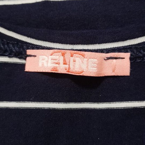 Reline Striped Blouson Dress new navy