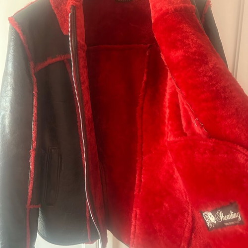 Leather shearling jacket used in excellent condition, red, size M