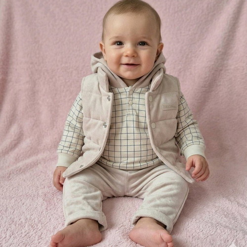 Cotton three-piece boy's set new, brown