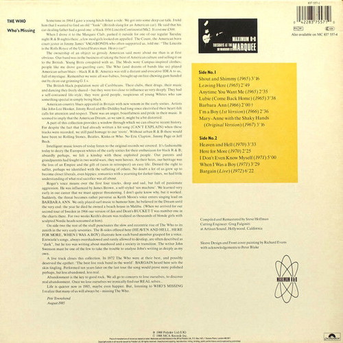 The Who Who's Missing vinyl record used, rock