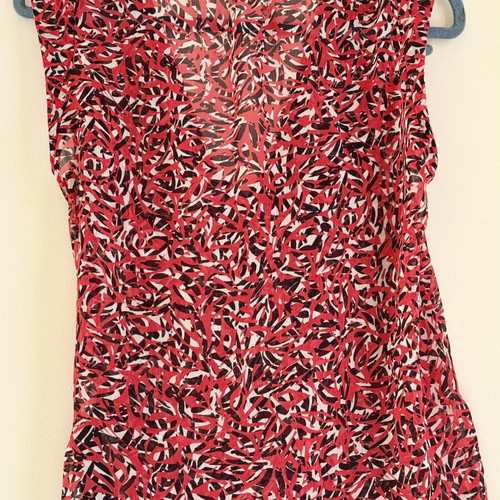Ikks Women airy blouse size 38 M like new, black and red