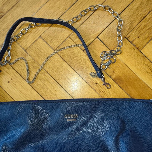 Guess shoulder bag used, navy with chains