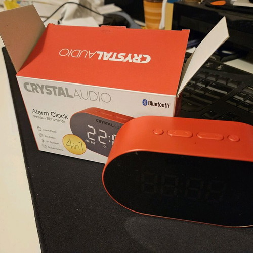 Crystal Audio Alarm Clock BTC1R Bluetooth Speaker like new