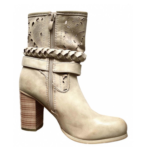 CafeNoir boots handmade boho size 37 cream with vintage effect