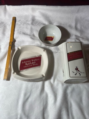 Johnnie Walker ashtray jug bowl advertising set used