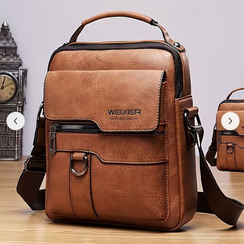 Men's High-Quality Leather Shoulder Bag New, Multifunctional Compartments