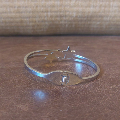 Silver cuff bracelet with star and rhinestones like new