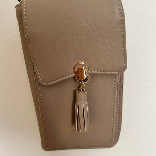 Pearl Angelli crossbody wallet bag used, beige, with compartments