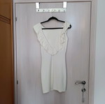 Bianco elastic short dress sugar color with ruffles like new