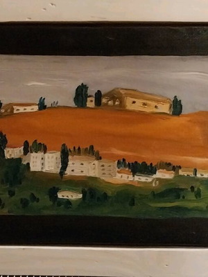Landscape oil on canvas with frame new 73×43cm