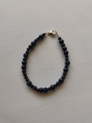 Handmade men's bracelet with natural lava and black beads