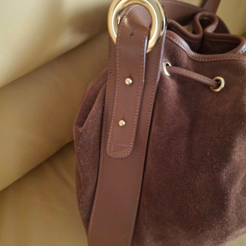 Bally shoulder bag 28x30 cm brown suede leather