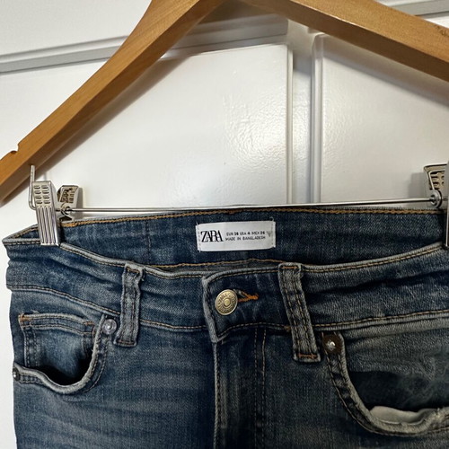 Zara elastic slim mid-rise jeans like new, blue, size S