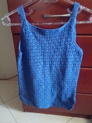 Knitted sleeveless top used, size S/M, blue